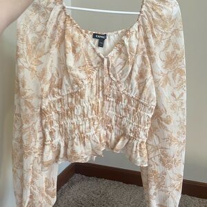 Express Long Sleeve Chiffon Cinch Top